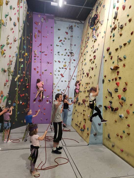 jeunes enfants qui apprennent a grimper aux arts de la grimpe